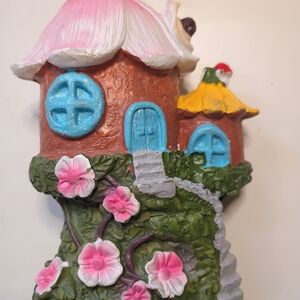 4 Colorful Fairy Garden Houses 5" New No Tags